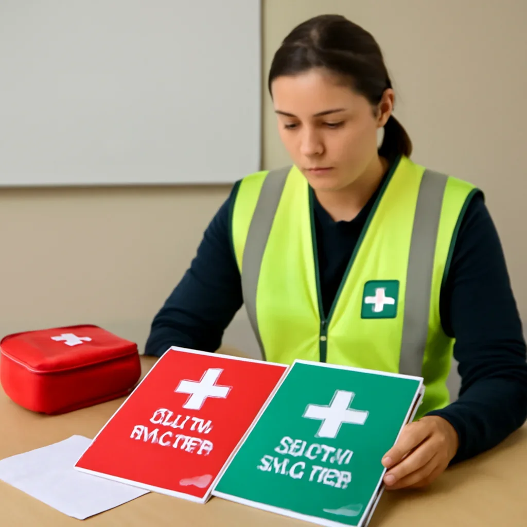 Workplace first aid attendant checking a BC training requirement