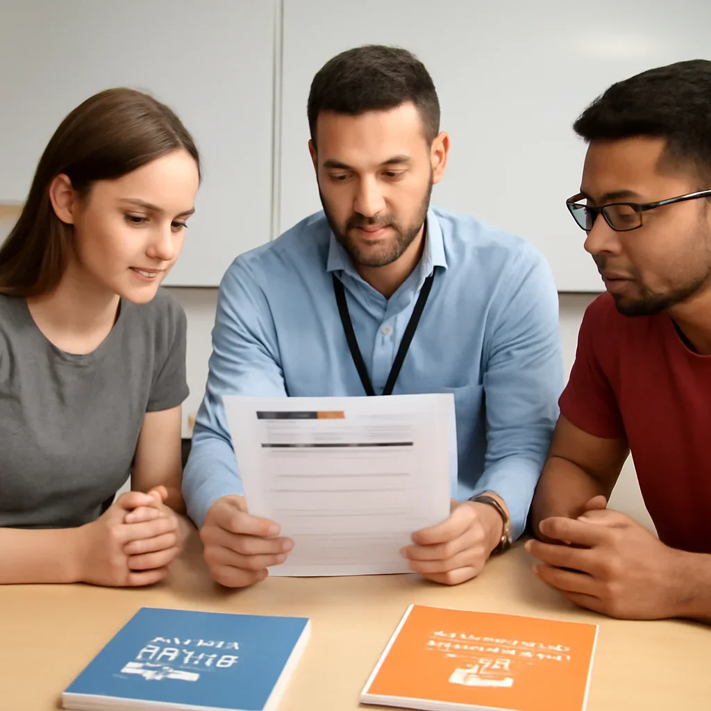 Supervisor reviewing a WorkSafeBC first aid assessment with staff