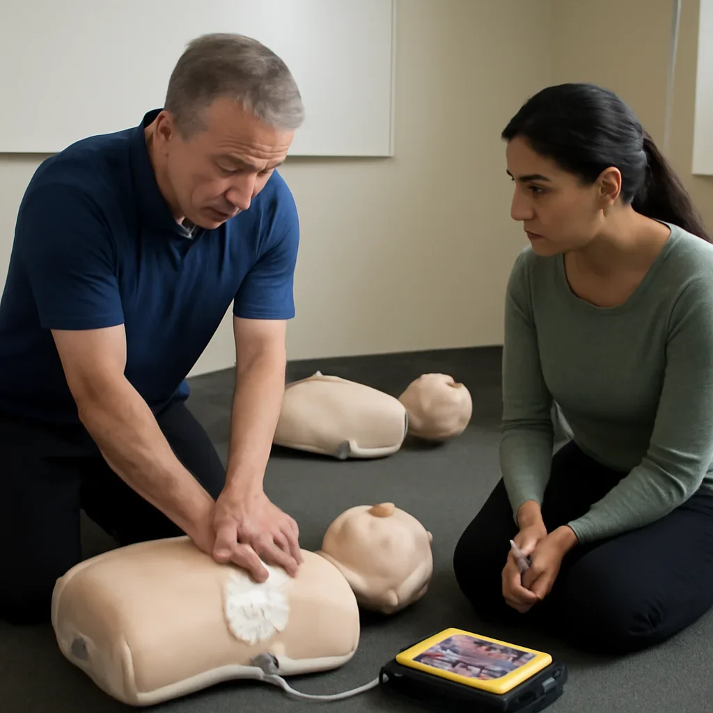 Instructor guiding CPR/AED Level C Course Surrey skill practice in Surrey