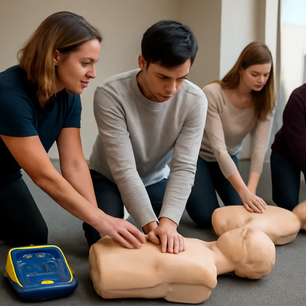 Instructor guiding CPR/AED Level C Course Vancouver skill practice in Vancouver