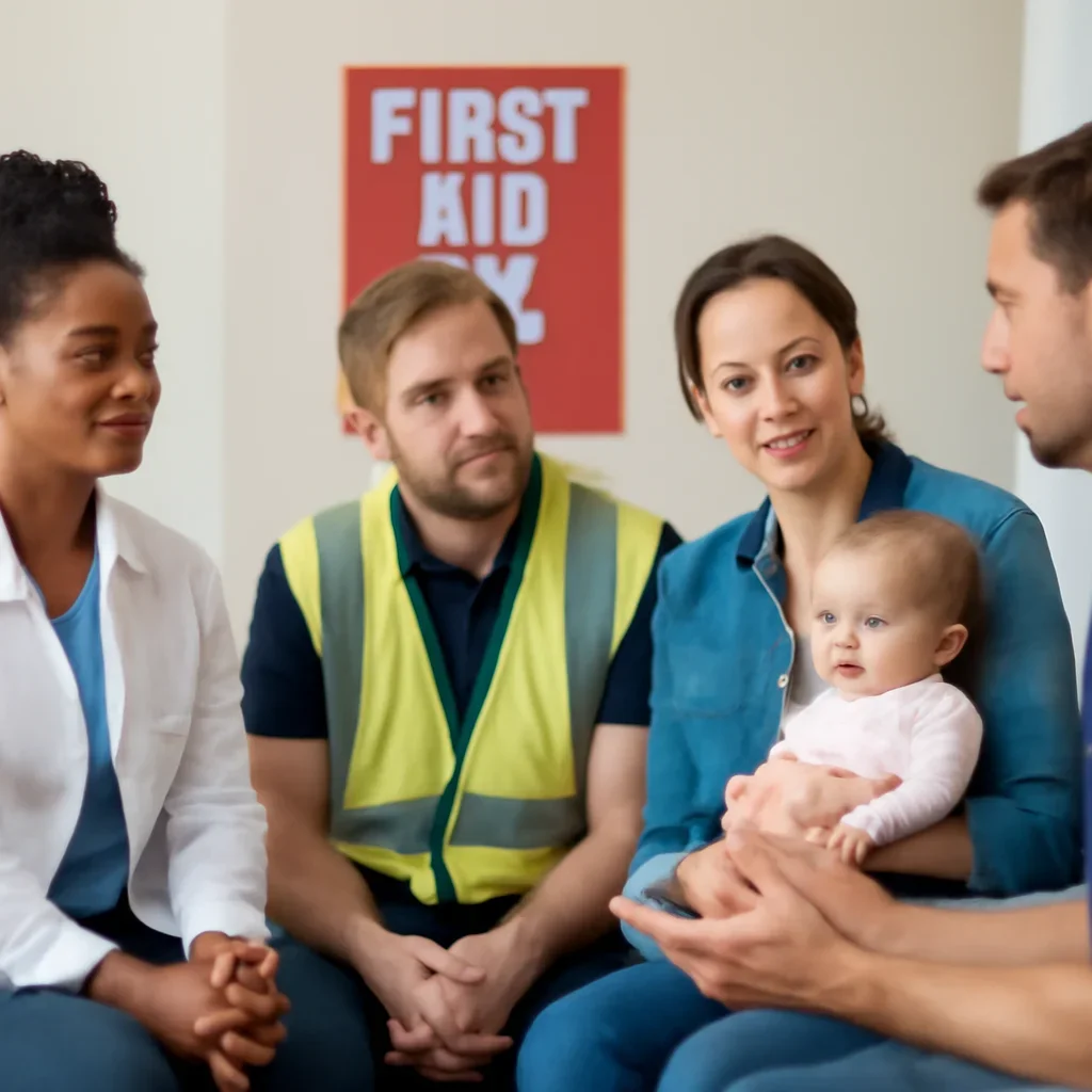 Different learners discussing workplace healthcare and family first aid needs