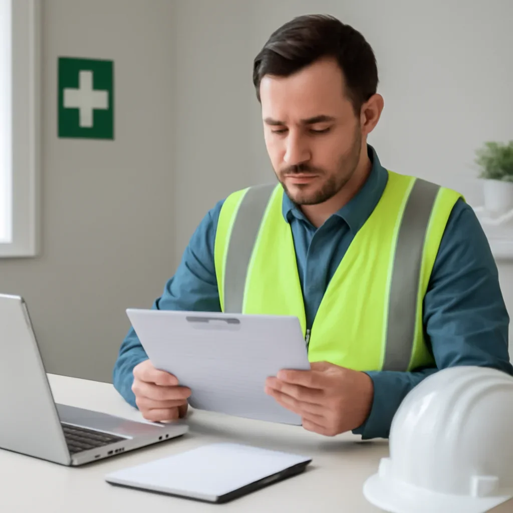 Employer reviewing a workplace first aid assessment